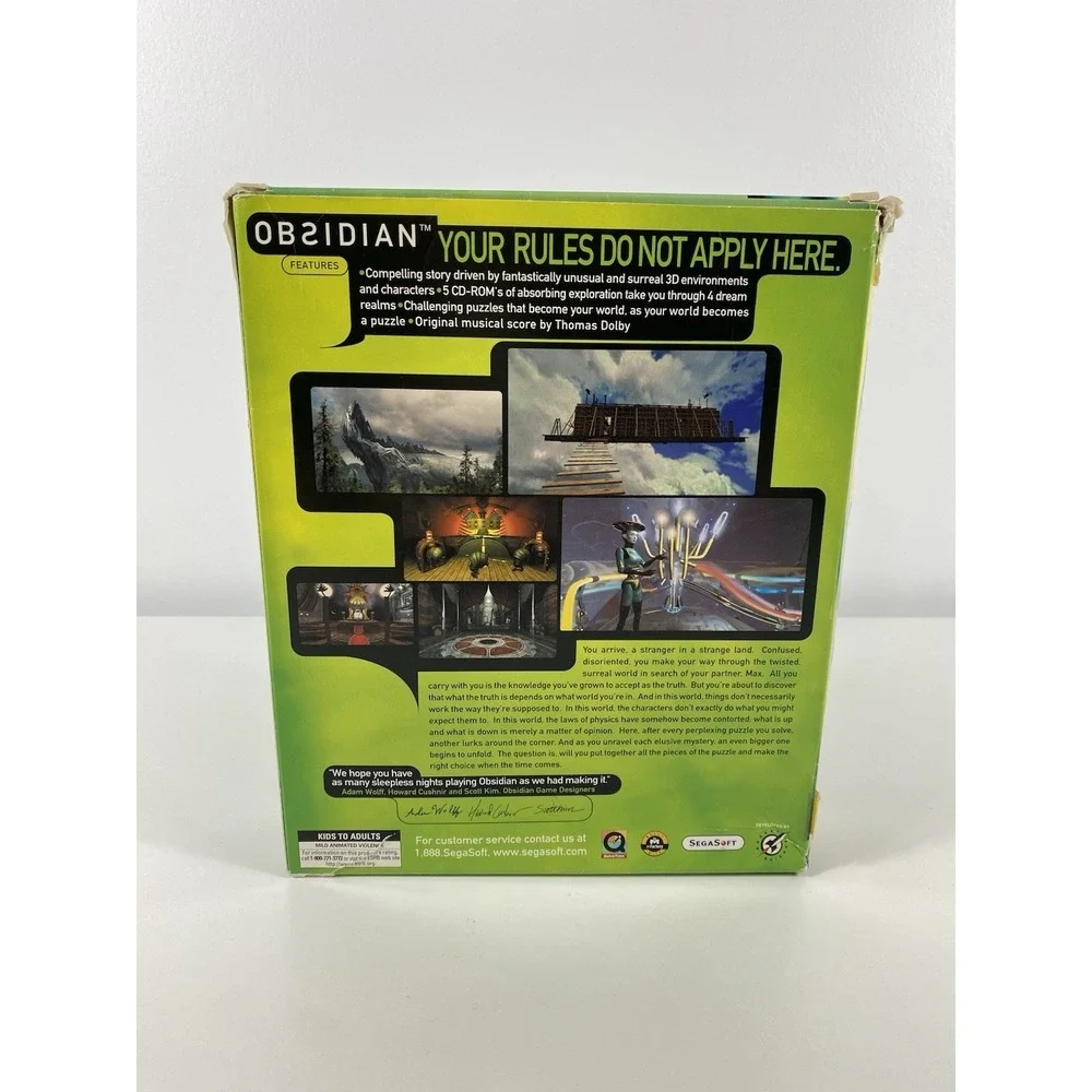 Obsidian 5 Disc PC Game ~ Big Box ~ SegaSoft 1996 SCI FI CIB